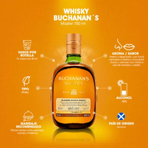 Whisky Buchanans Master 750 ml. 6 Whisky Buchanans Master 750 ml.