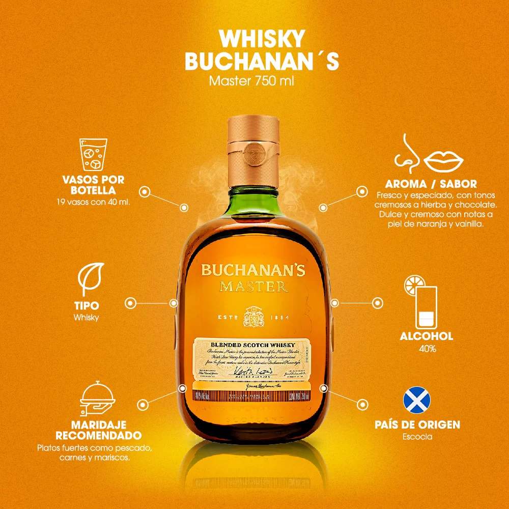 Whisky Buchanans Master 750 ml. 3 Whisky Buchanans Master 750 ml.