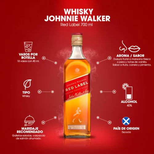 Whisky Johnnie Walker Red Label 700 ml. 6 Whisky Johnnie Walker Red Label 700 ml.