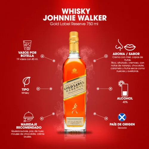 Whisky Johnnie Walker Gold Label Reserve 750 ml. 6 Whisky Johnnie Walker Gold Label Reserve 750 ml.