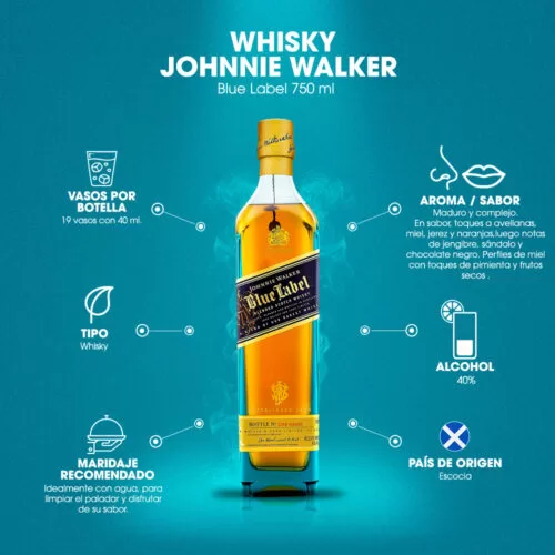 Whisky Johnnie Walker Blue Label 750 ml. 6 Whisky Johnnie Walker Blue Label 750 ml.