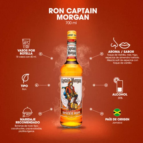 Ron Captain Morgan Original 700 ml. 6 Ron Captain Morgan Original 700 ml.