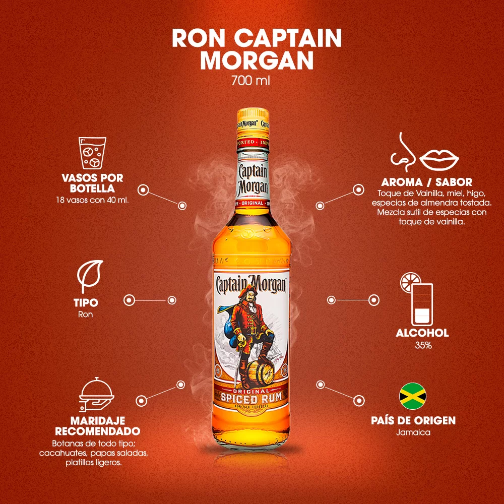 Ron Captain Morgan Original 700 ml. 3 Ron Captain Morgan Original 700 ml.