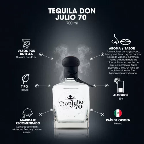 Tequila Don Julio 70 Añejo Cristalino 700 ml. 6 Tequila Don Julio 70 Añejo Cristalino 700 ml.