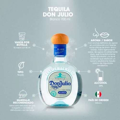 Tequila Don Julio Blanco 700 ml. 6 Tequila Don Julio Blanco 700 ml.