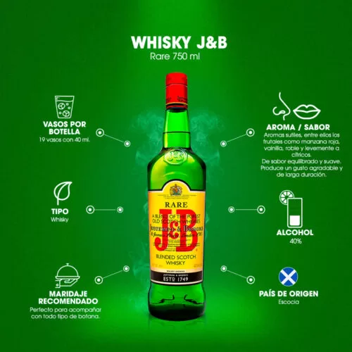Whisky J&B Rare 1000 ml. 6 Whisky J&B Rare 750 ml.