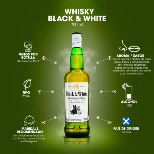 Whisky Black And White 1500 ml. 5 Whisky Black And White 700 ml.