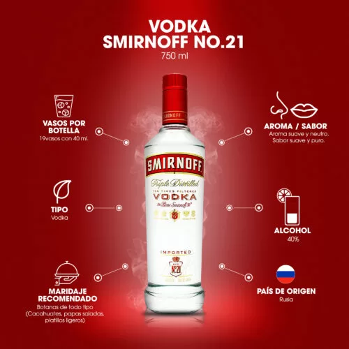 Vodka Smirnoff 750 ml. 6 Vodka Smirnoff 750 ml.