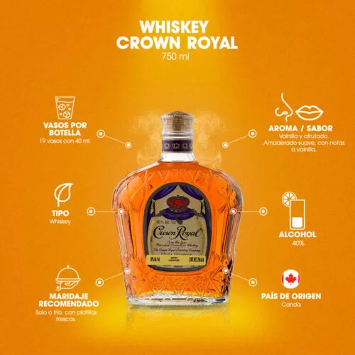 Whiskey Crown Royal 750 ml. 6 Whiskey Crown Royal 750 ml.