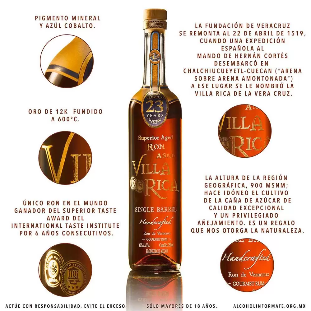 Ron Villa Rica 23 Años Edicion Oro 750 ml. 3 Ron Villa Rica 23 Años Edicion Oro 750 ml. - Imagen 3