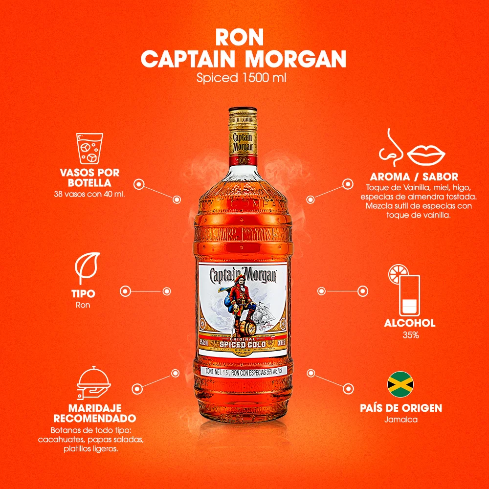 Ron Captain Morgan Original 1500 ml. 3 Ron Captain Morgan Original 1500 ml.