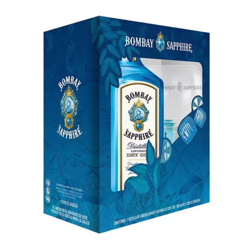 Ginebra Bombay Sapphire 750 ml. + Copa 3 GINEBRA BOMBAY SAPPHIRE 750 ml. + COPA