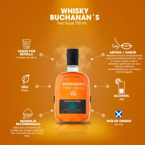 Whisky Buchanans Two Souls 750 ml. 6 Whisky Buchanans Two Souls 750 ml.