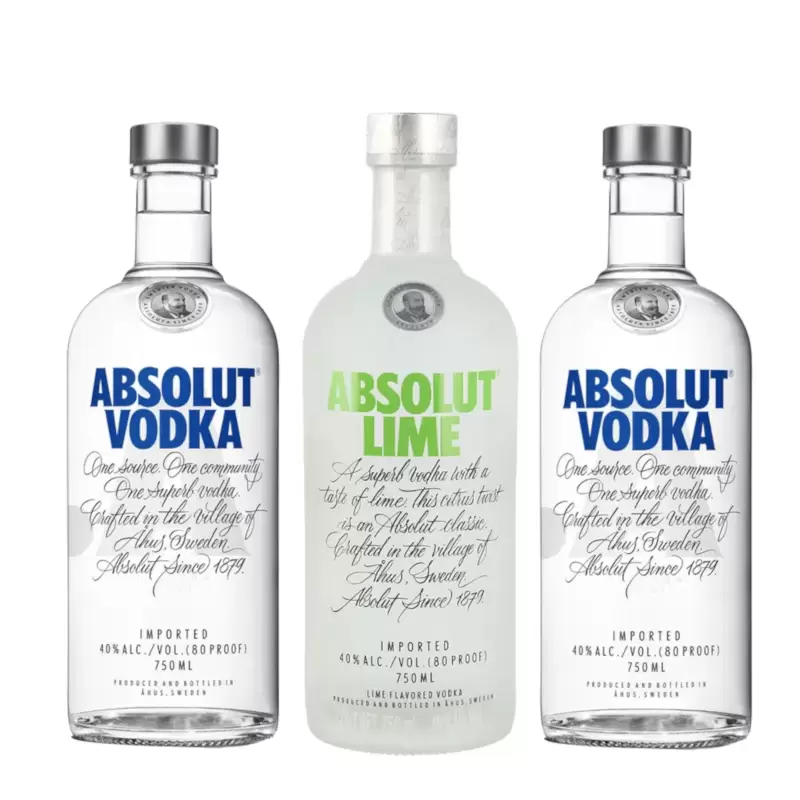 2 Vodka Absolut Original Azul 750 ml. + Absolut Lime 750 ml. 1 2 VODKA ABSOLUT ORIGINAL AZUL 750 + ABSOLUT LIME 750 ml.
