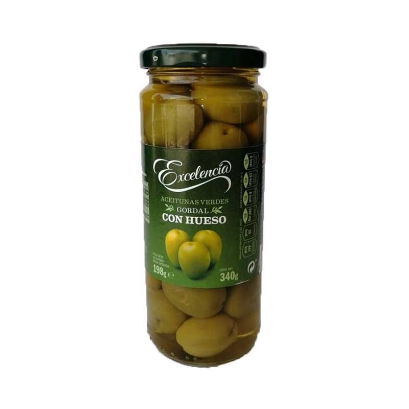 Aceituna Verde Gordal Hue 340 gr. 1 ACEITUNA VERDE GORDAL CON HUESO 340 gr.
