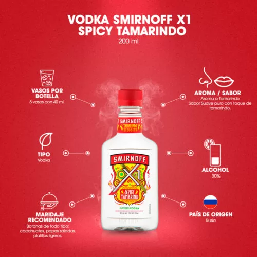 Vodka Smirnoff X1 Tamarindo 200 ml. 6 Vodka Smirnoff X1 Tamarindo 200 ml.