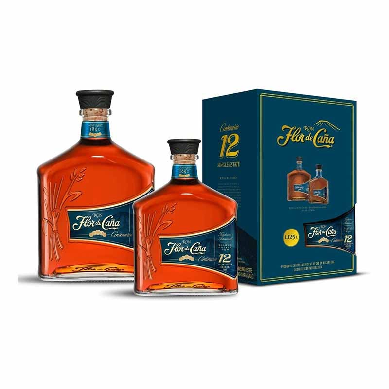 Ron Flor De Caña 12 Años Centenario 750 ml. + 375 ml. 1 RON FLOR DE CAÑA 12 AÑOS CENTENARIO 750 ml. + 375 ml.