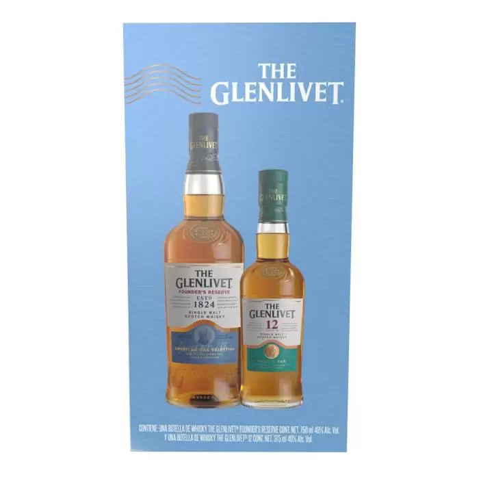 Whisky The Glenlivet Founders 750 ml. + Glenlivet 12 Años 375 ml. 1 WHISKY GLENLIVET FOUNDERS 750 ml. + GLENLIVET 12 AÑOS 375 ml.