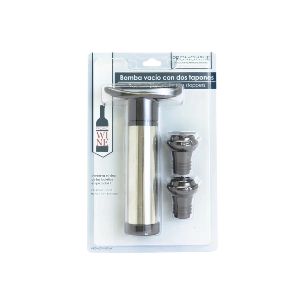 Bomba Vacio Con Dos Tapones Para Vino 1 Bomba Vacio Con Dos Tapones Para Vino