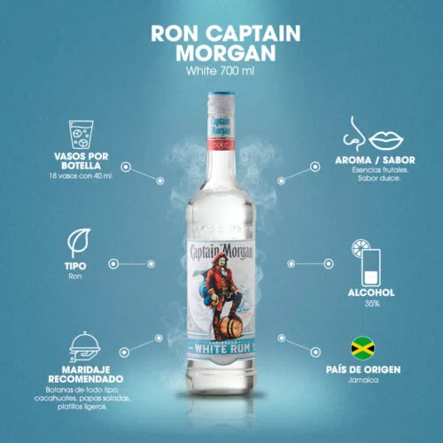 Ron Captain Morgan White 700 ml. 6 Ron Captain Morgan White 700 ml.