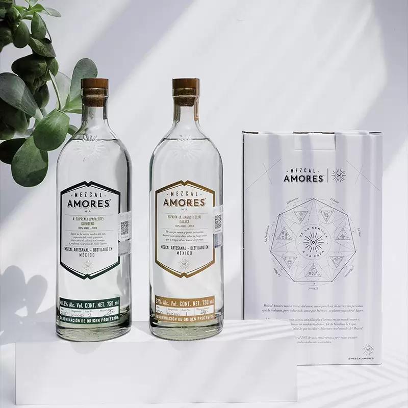 Mezcal Amores Espadin Joven 750 ml. + Cupreata 750 ml. 4 MEZCAL AMORES ESPADIN JOVEN 750 ml. + CUPREATA 750 ml.