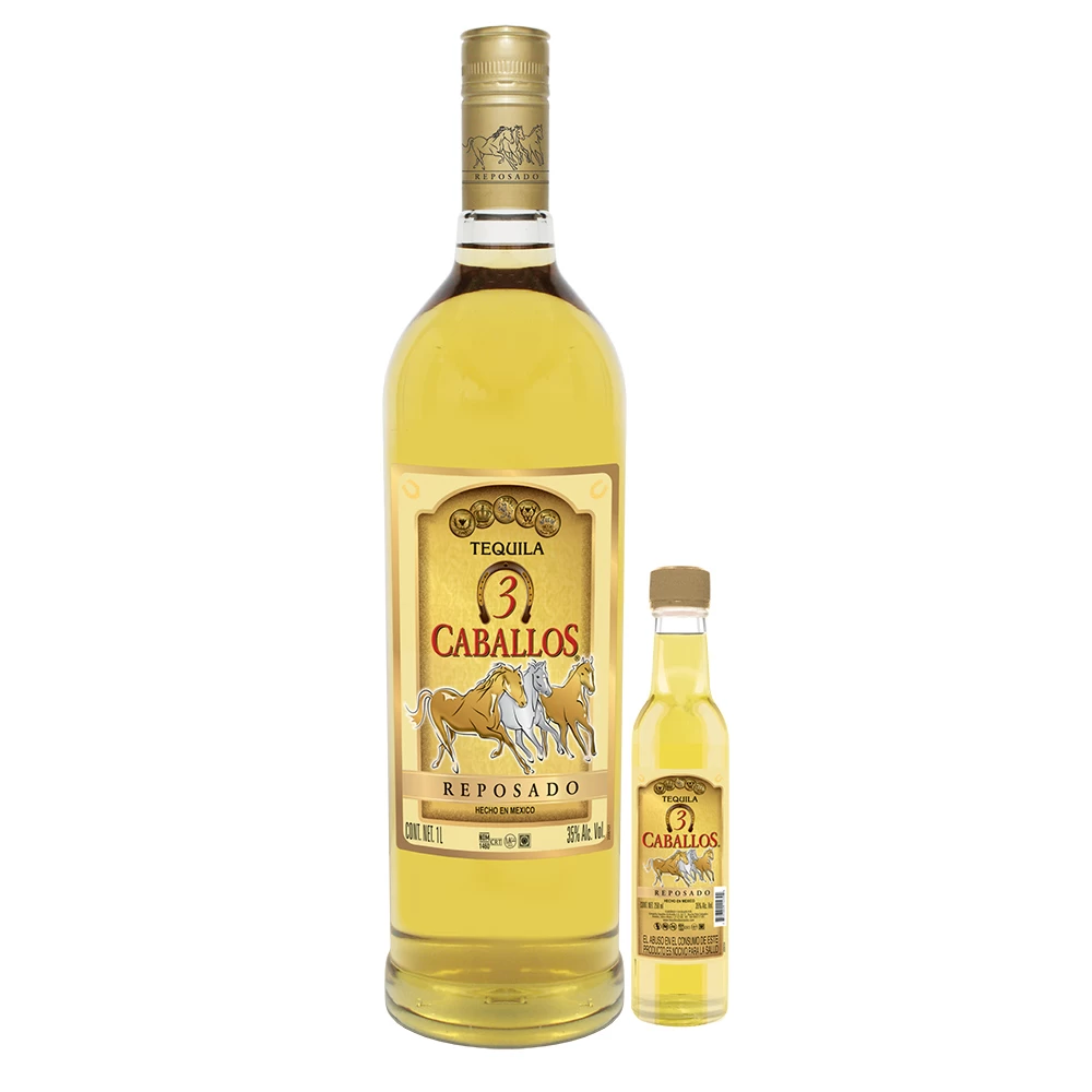 Tequila Tres Caballos Reposado 1000 ml. + 250 ml. 1 Tequila Tres Caballos Reposado 1000 ml. + 250 ml.