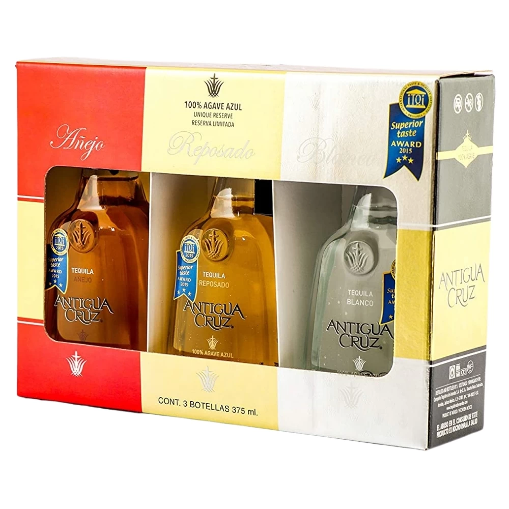 Tequila Antigua Cruz TriPack 375 ml. 1 Tequila Antigua Cruz TriPack 375 ml.