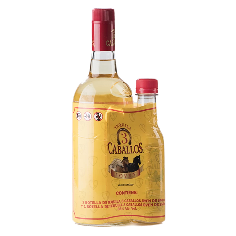 Tequila Tres Caballos Joven 940 ml. + 250 ml. 1 Tequila Tres Caballos Joven 940 ml. + 250 ml.