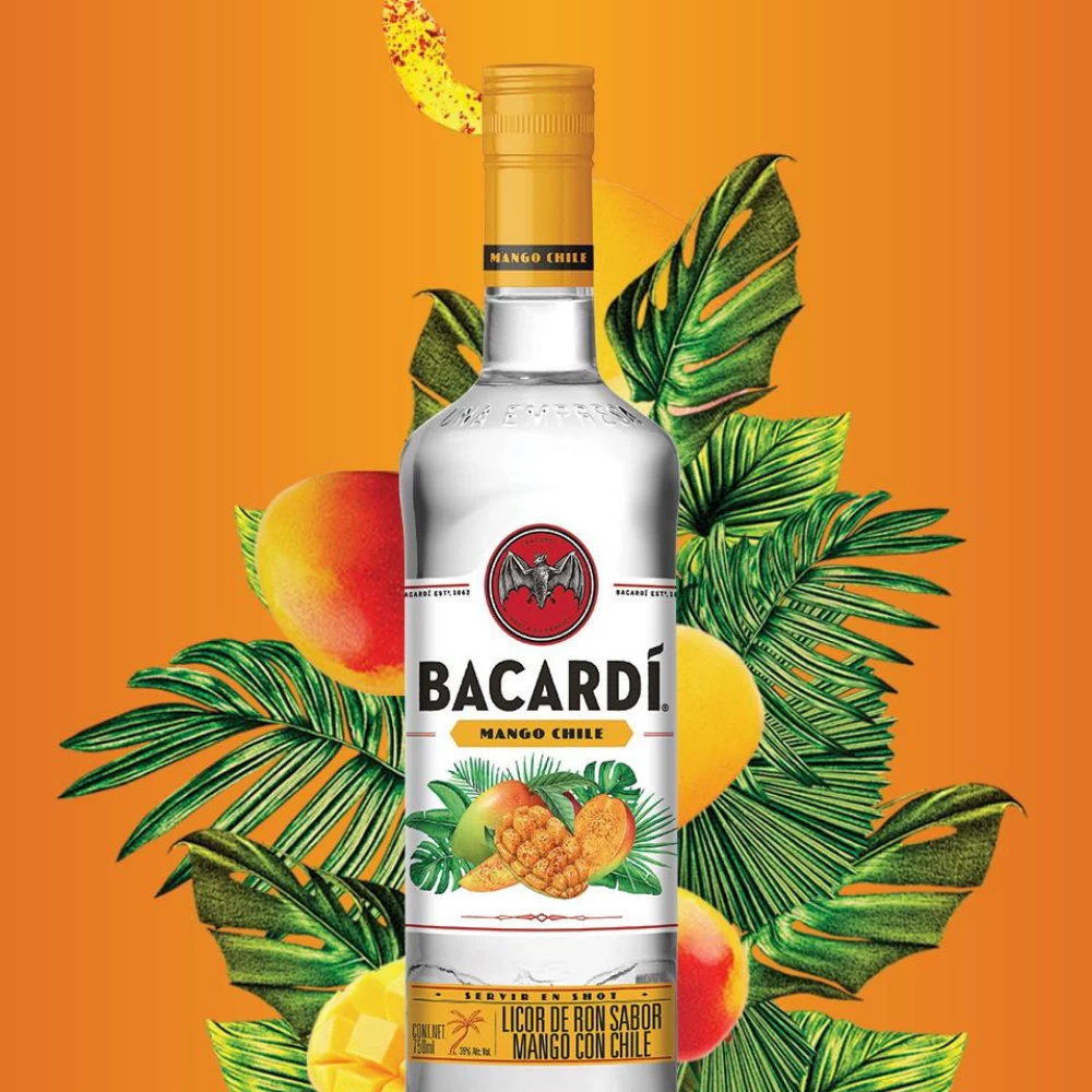 Licor de Ron Bacardi Mango Chile 700 ml. 2 Licor de Ron Bacardi Mango Chile 750 ml.