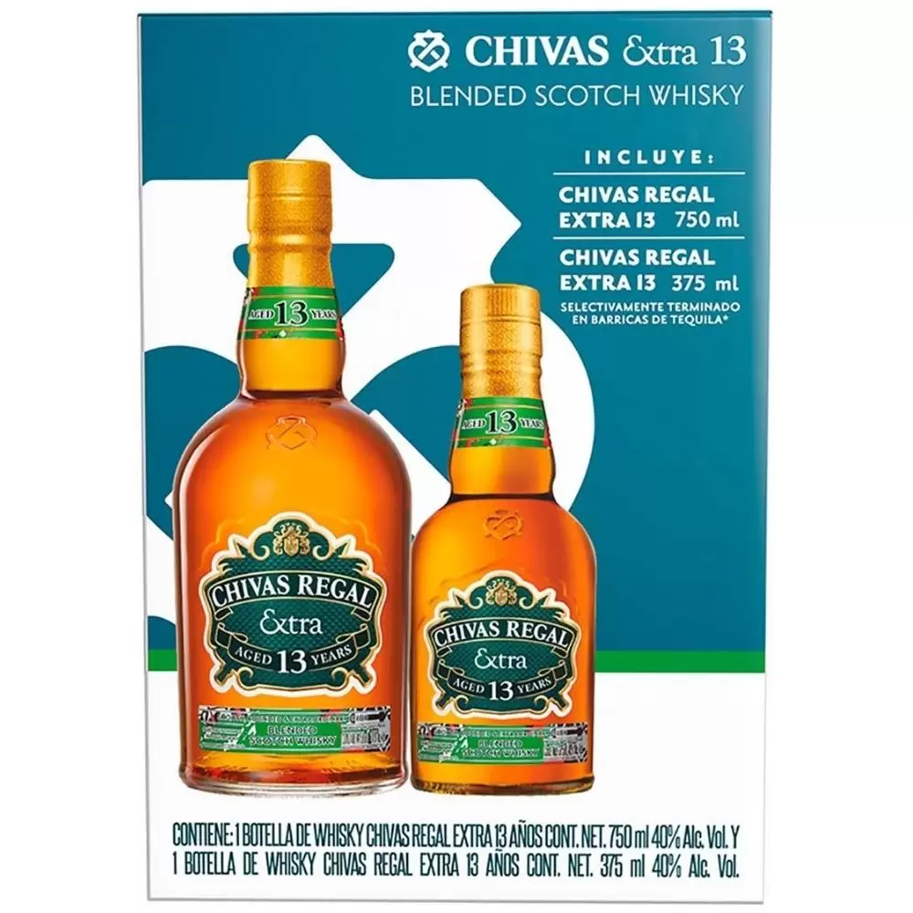 Whisky Chivas Regal Extra 13 Años Tequila 750 ml. + Chivas Regal Extra 13 Años Tequila 375 ml. 1 Whisky Chivas Regal Extra 13 Años Tequila 750 ml. + Chivas Regal Extra 13 Años Tequila 375 ml.