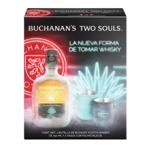 Whisky Buchanans Two Souls 750 ml. + 2 Vasos 5 Whisky Buchanans Two Souls 750 ml. + 2 Vasos
