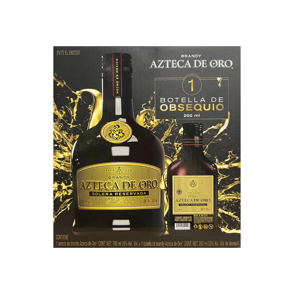 Brandy Azteca De Oro 700 ml. + Azteca De Oro 200 ml. 1 Brandy Azteca De Oro 700 ml. + Azteca De Oro 200 ml.