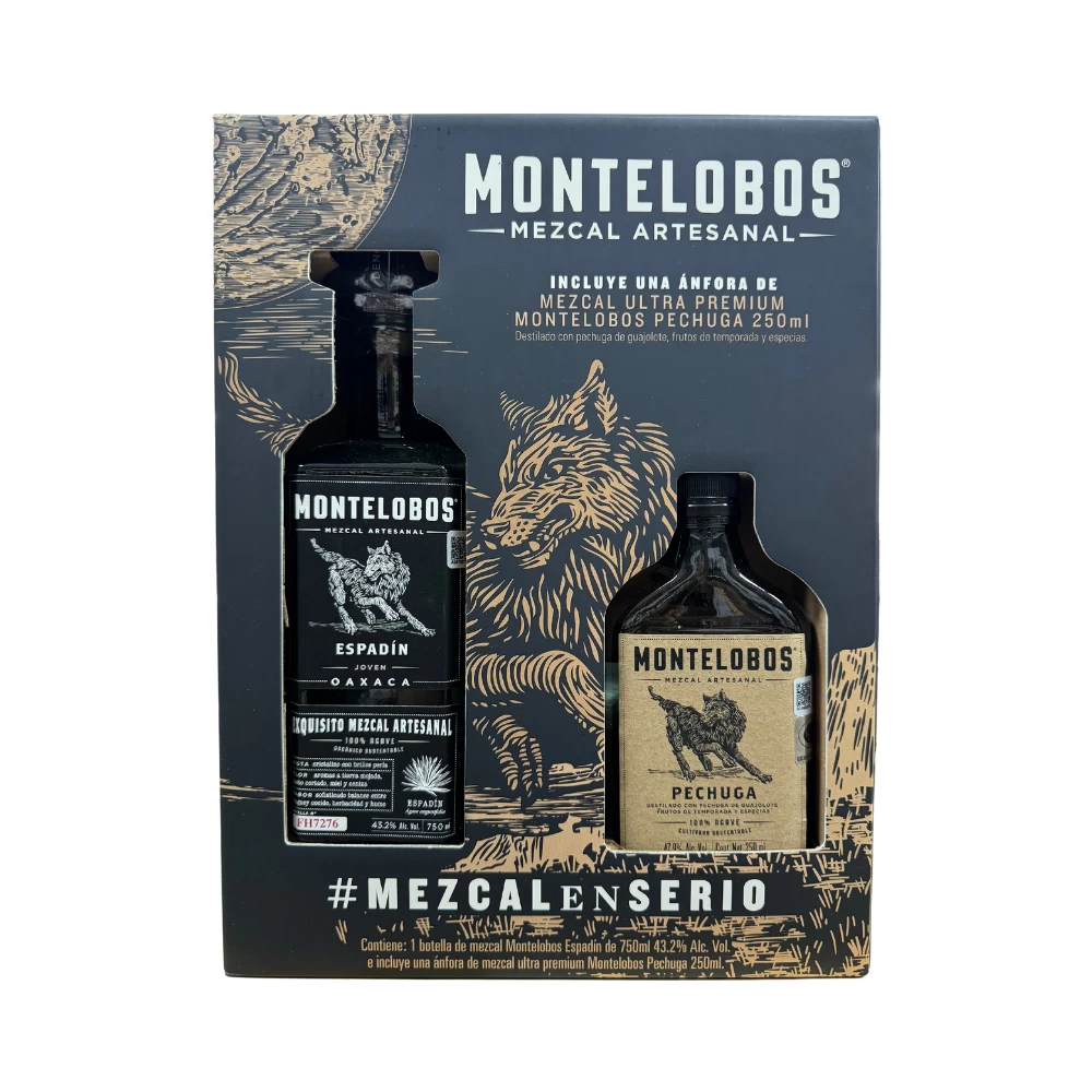 Mezcal Montelobos Espadin 750 ml. + Montelobos Pechuga 250 ml. 1 Mezcal Montelobos Espadin 750 ml. + Montelobos Pechuga 250 ml.