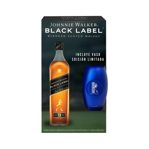 Sampieri 6 Whisky Johnnie Walker Black Label 750 ml. + Vaso NFL