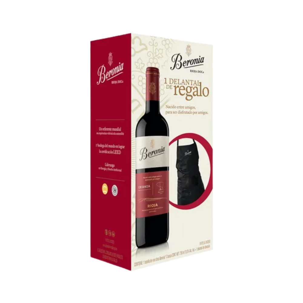 Vino Tinto Beronia Crianza 750 ml. + Delantal 1 Vino Tinto Beronia Crianza 750 ml. + Delantal