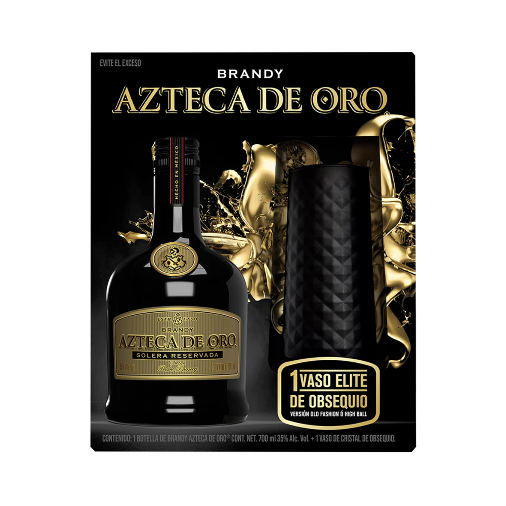 Brandy Azteca De Oro 700 ml. + Vaso 1 Brandy Azteca De Oro 700 ml. + Vaso