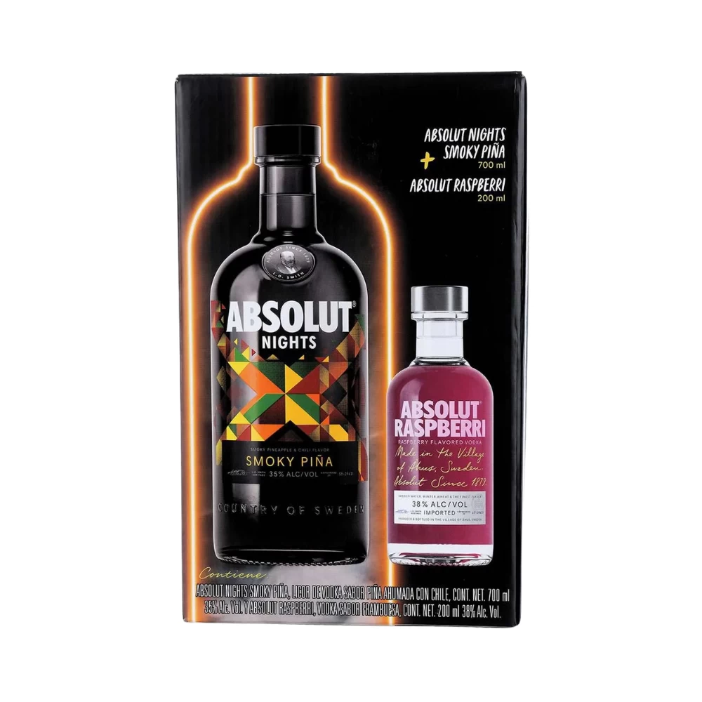 Licor de Vodka Absolut Nights Smoky Piña 700 ml. + Absolut Raspberri 200 ml. 1 Licor de Vodka Absolut Nights Smoky Piña 700 ml. + Absolut Raspberri 200 ml.