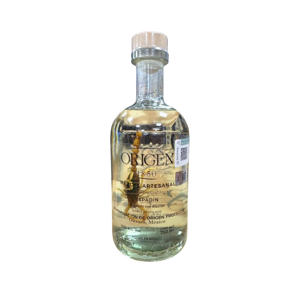Mezcal Origen 1850 Espadin con Alacran 750 ml. 1 Mezcal Origen 1850 Espadin con Alacran 750 ml.