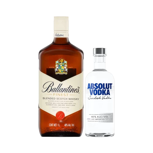 Whisky Ballantines Finest 1000 ml. + Vodka Absolut Azul 375 ml.