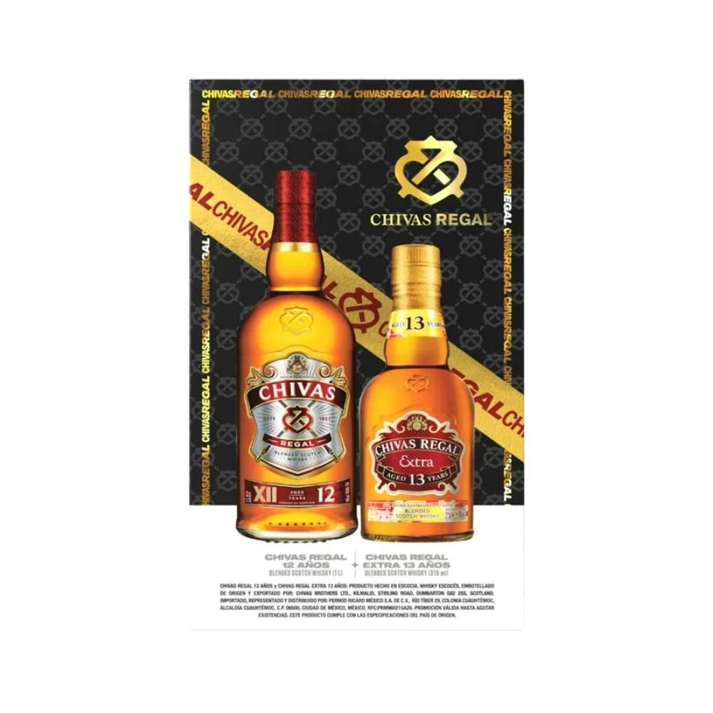 Whisky Chivas Regal 12 Años 1000 ml. + Chivas Regal Extra 13 Años Sherry 200 ml. 1 Whisky Chivas Regal 12 Años 1000 ml. + Chivas Regal Extra 13 Años Sherry 200 ml.