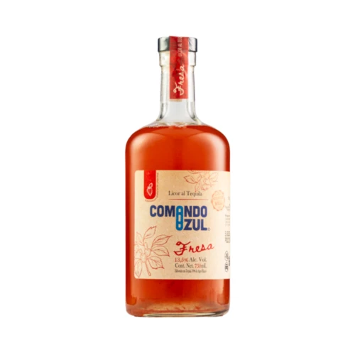 Licor con Tequila Comando Azul Fresa 750 ml.