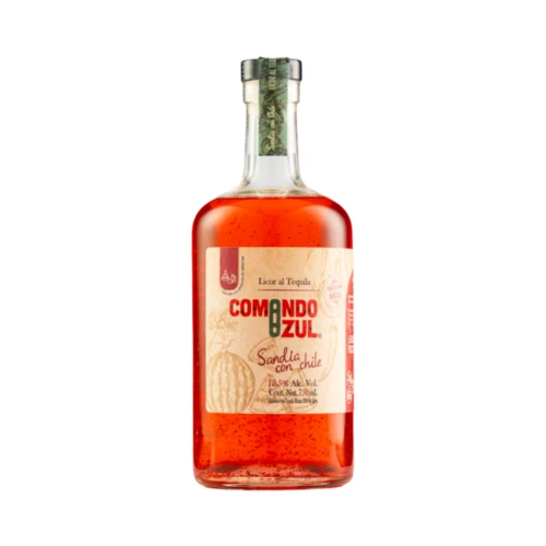 Licor con Tequila Comando Azul Sandia con Chile 750 ml.